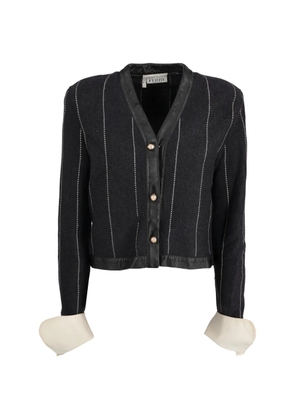 Gianfranco Ferré Pre-Owned leather-trimmed cardigan - Grey