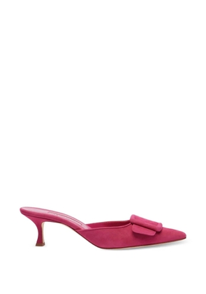 Manolo Blahnik Maysale square buckle point-toe mules - Pink