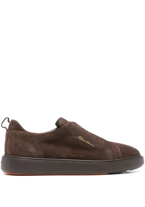 Santoni suede slip-on sneakers - Brown