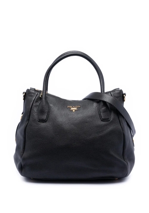 Prada Pre-Owned 2000-2025 Vitello Daino Zip Top Convertible Tote satchel - Black