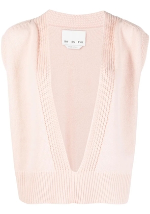 SA SU PHI plunging V-neck cashmere top - Pink