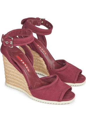 Prada Pre-Owned 2010 110mm wedge espadrilles - Red