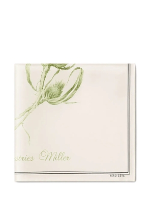 Alberta Ferretti floral-print border-detail scarf - White