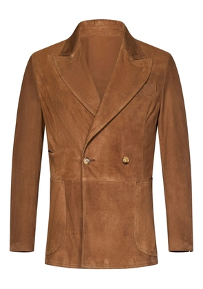 FRANZESE COLLECTION double-breasted peak-lapel suede jacket - Brown