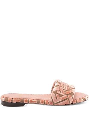 FENDI logo-motif velvet sandals - Pink