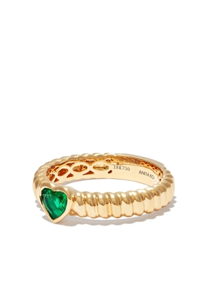 Anita Ko 18kt yellow gold Thin Zoe emerald heart ring