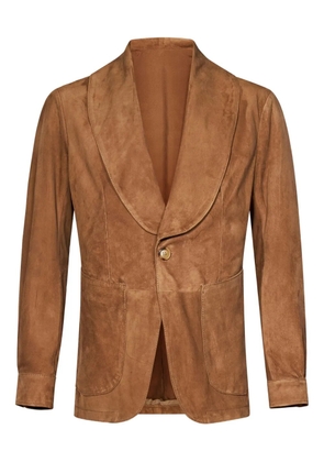 FRANZESE COLLECTION shawl-collar patch-pocket leather jacket - Brown