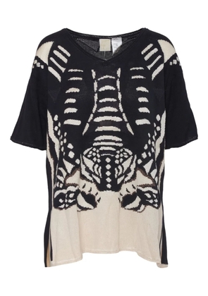 Krizia Pre-Owned patterned intarsia-knit T-shirt - Black