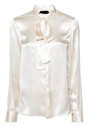 TOM FORD pussy-bow collar silk shirt - Neutrals