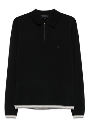 Emporio Armani half-zip wool polo shirt - Black