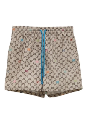 Gucci GG Supreme-print swim shorts - Brown
