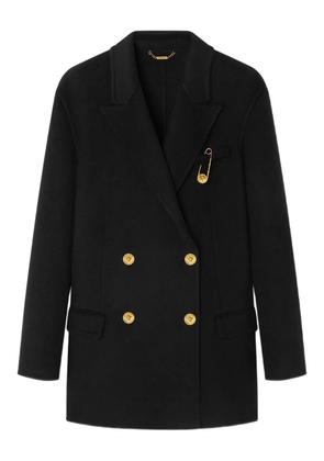 Versace safety-pin double-breasted coat - Black