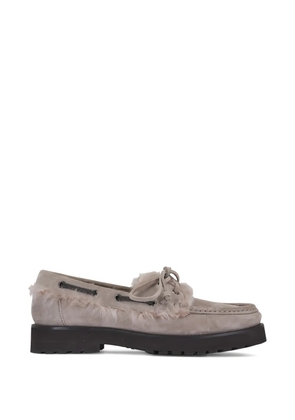 Brunello Cucinelli shearling-trimmed suede loafers - Grey