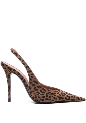 Amina Muaddi 105mm leather heeled pumps - LEOPARD