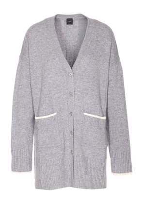 PINKO patch-pocket ribbed cardigan - Grey