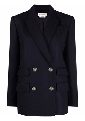 Alexander McQueen double-breasted wool-blend blazer - Blue