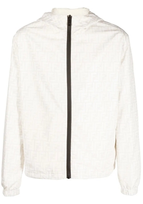 FENDI FF-logo print hooded jacket - Neutrals