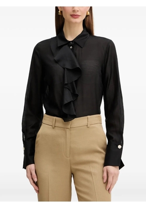 FRACOMINA ruffled-detail button-up shirt - Black