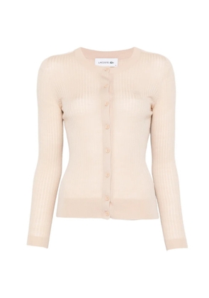 Lacoste ribbed buttoned cardigan - Neutrals