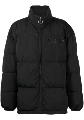 Moschino logo-print padded coat - Black