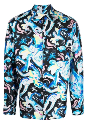 Marni illustration-print silk shirt - Black