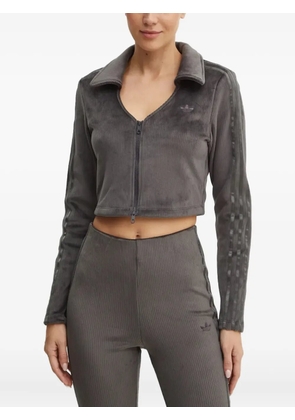 adidas ribbed-velour zip-up sweatshirt - Grey