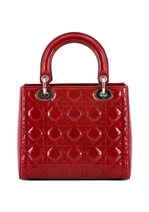 Christian Dior Pre-Owned Lady Dior Bag Cannage Quilt Patent Medium satchel - Red