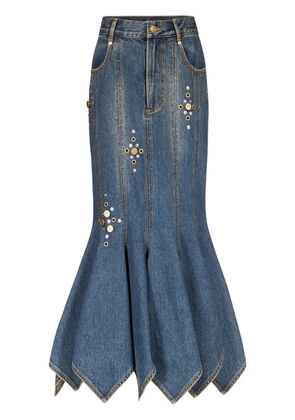 AREA stud-detail midi skirt - Blue