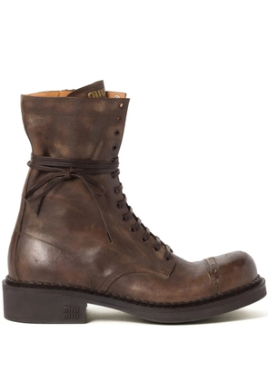 Miu Miu Leather Laced boots (35mm) - Brown