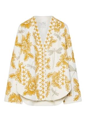 Forte Forte floral dragonflies embroidered jacket - White