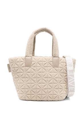VeeCollective small Vee quilted sherpa tote bag - Neutrals