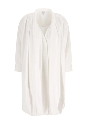 LOEWE pleated three-quarter sleeve mini dress - White