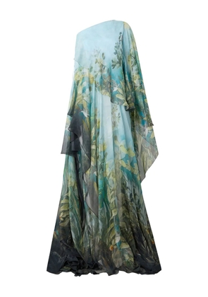 Roberto Cavalli one-shoulder nature-print dress - Blue