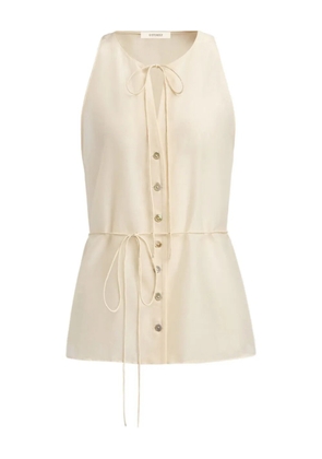 12 STOREEZ tie-neck buttoned blouse - Neutrals