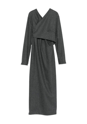 KHAITE cross-neck wrap dress - Grey