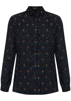 ETRO floral diamond grid shirt - Blue