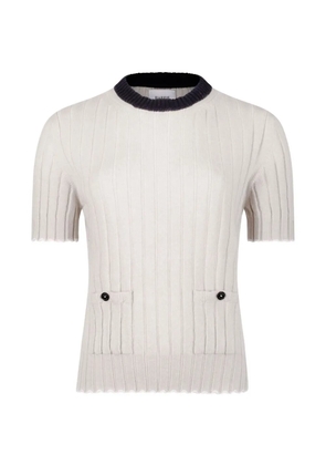 Barrie pocket ribbed knitted pullover - White