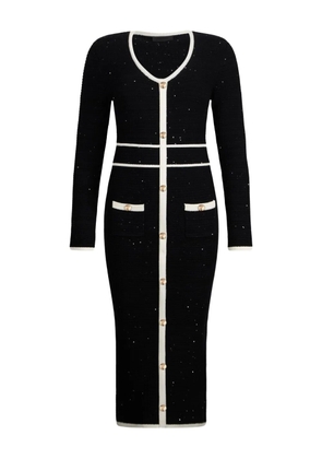 LIU JO sequin-embellished button-front midi dress - Black