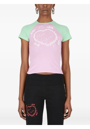 Maisie Wilen heart-print raglan-sleeve top - Pink