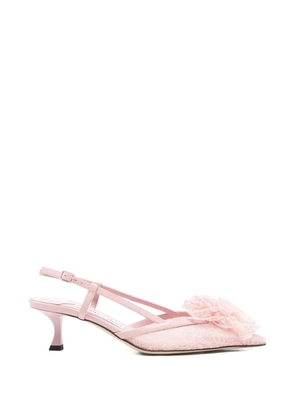 Jimmy Choo floral-appliqué lace pumps - Pink