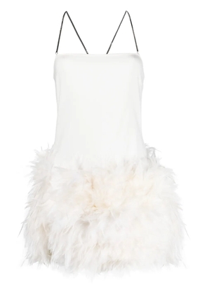 The Attico Fujiko feather-trimmed minidress - White