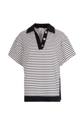 LIU JO striped embellished polo shirt - White