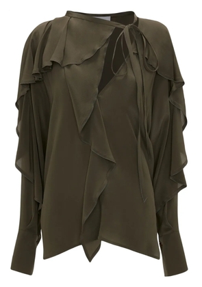 Victoria Beckham tie-detail ruffled silk blouse - Green