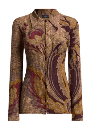 ETRO ribbed floral-print cardigan - Brown