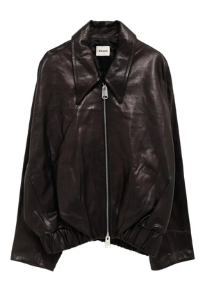 KHAITE ruched-hem lambskin jacket - Black
