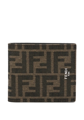 FENDI FF-jacquard leather wallet - Brown