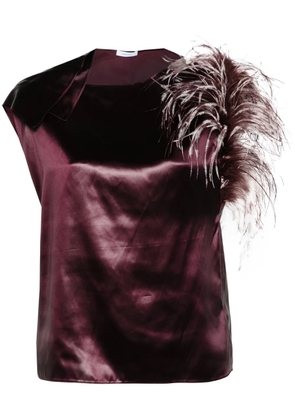 Ferragamo feather-bouquet asymmetric top - Purple
