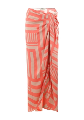 FENDI Labyrinth knotted full silk skirt - Orange