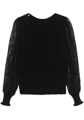 TWINSET dual-use lace-sleeves sweater - Black