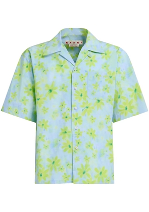 Marni floral-print cotton shirt - Blue